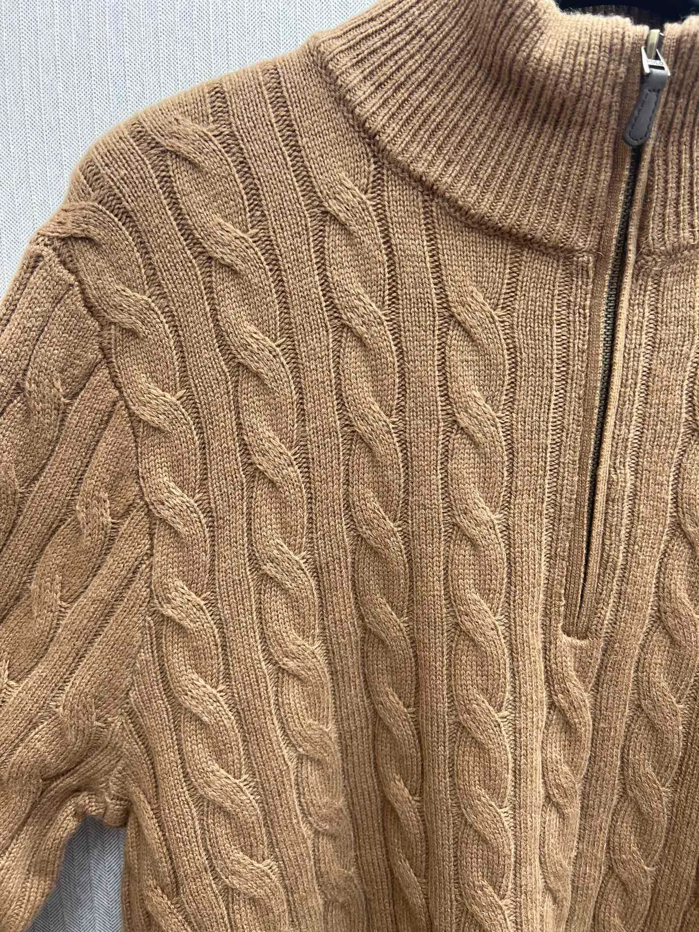 🅿️530 Polo 25ss new solid color pony embroidered long-sleeved sweater, men's khaki, code number: S.M.L.XL.